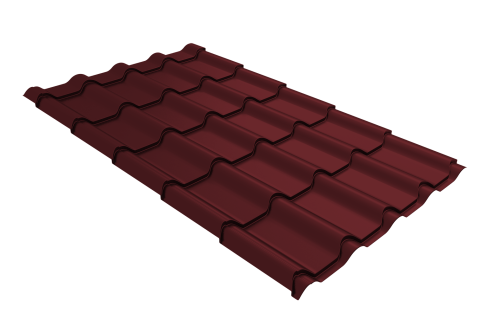 Металлочерепица камея Grand Line 0,45 Drap TX RAL 3005 красное вино