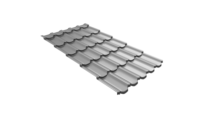 Металлочерепица  квинта плюс Grand Line c 3D резом 0,45 Drap TX RAL 7004 сигнальный серый