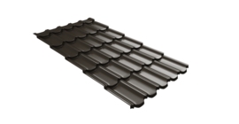 Металлочерепица  квинта плюс Grand Line c 3D резом 0,45 Drap TX RR 32 темно-коричневый