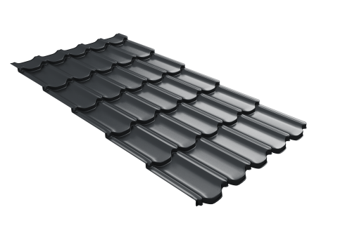 Металлочерепица  квинта плюс Grand Line c 3D резом 0,45 PE RAL 7016 антрацитово-серый