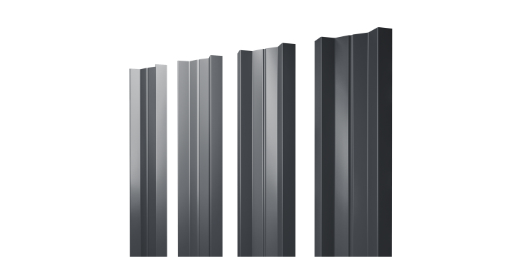 Штакетник М-образный А с прямым резом 0.45 Drap-double TX RAL 7024 мокрый асфальт