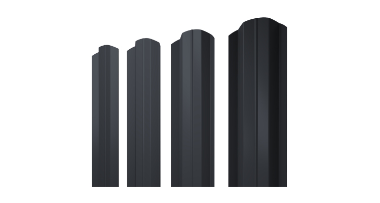 Штакетник М-образный В фигурный 0,5 Satin Matt TX RAL 7024 мокрый асфальт