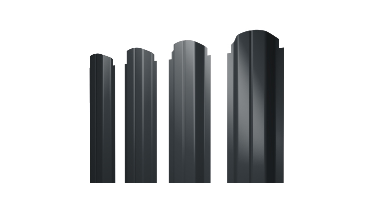 Штакетник П-образный А фигурный 0,45 Drap TR RAL 7016 антрацитово-серый