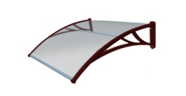 Козырек Krovent из поликарбоната 1200х930х280 прозрачный (красный кронштейн)