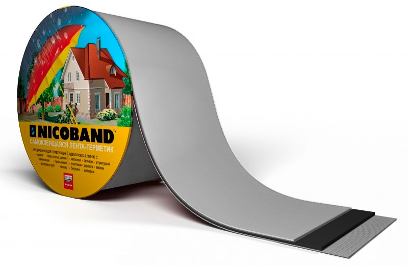 Лента герметизирующая Технониколь Nicoband самоклеящаяся 3мх10см, серебристая