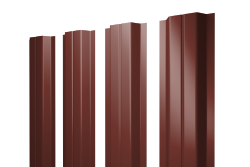 Штакетник П-образный А с прямым резом 0,5 Satin RAL 3009 оксидно-красный