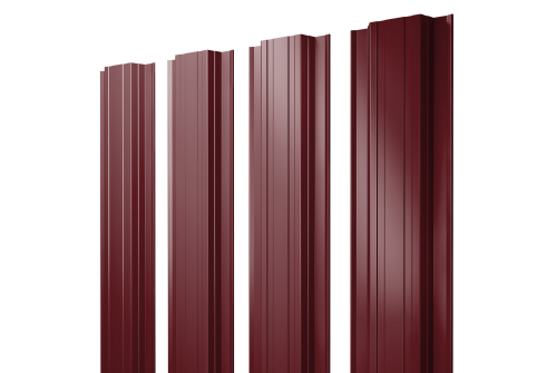 Штакетник Прямоугольный с прямым резом 0.4 PE RAL 3005 красное вино